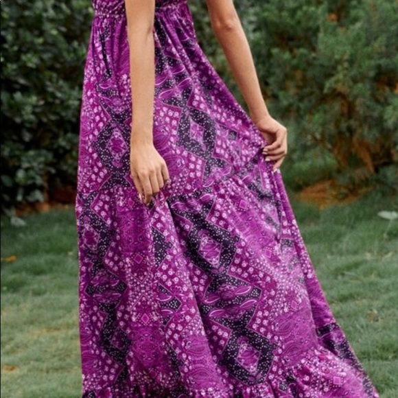 Bohemian Boho Gypsy Ruffle Cami Maxi Dress - Picture 8 of 13